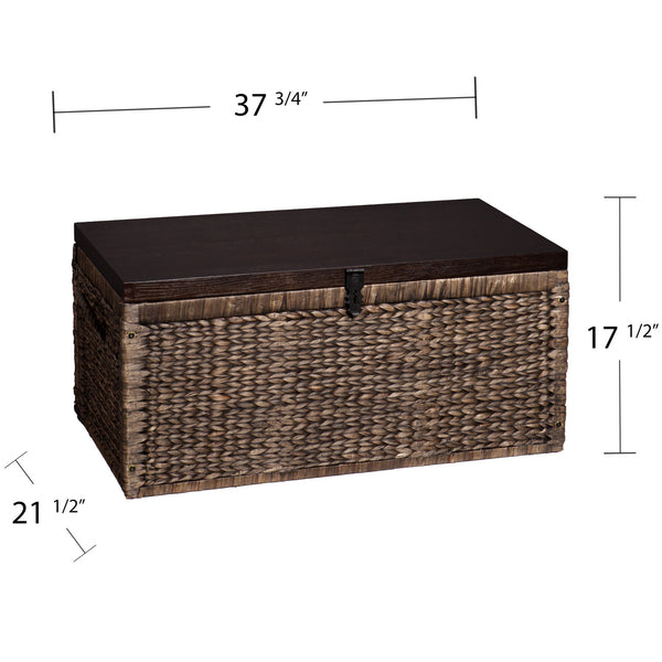 Homeroots 38" Brown Wood And Wicker With Iron Coffee Table   402166