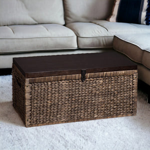 Homeroots 38" Brown Wood And Wicker With Iron Coffee Table   402166