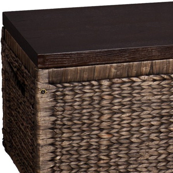 Homeroots 38" Brown Wood And Wicker With Iron Coffee Table   402166