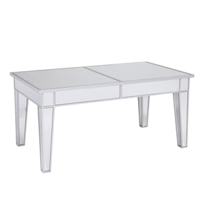 Homeroots 42" Silver Mirrored And Metal Rectangular Mirrored Coffee Table   402167