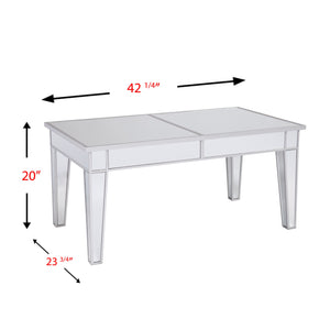 Homeroots 42" Silver Mirrored And Metal Rectangular Mirrored Coffee Table   402167