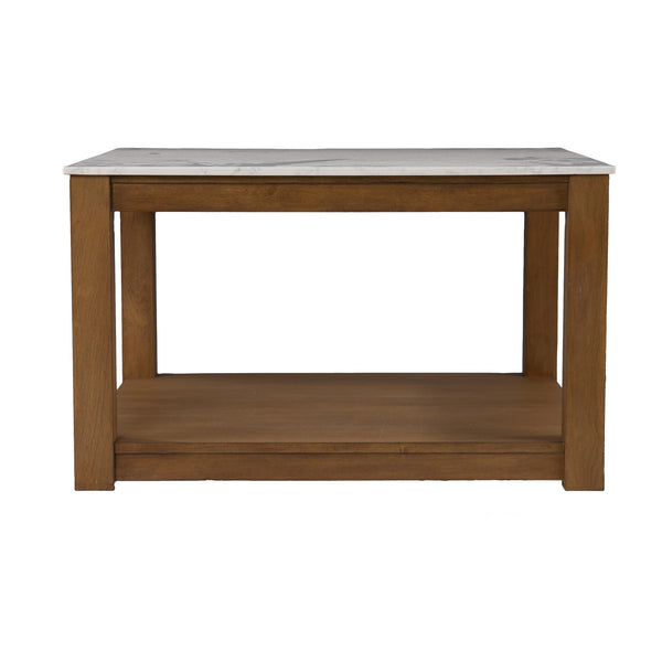 Homeroots 30" Natural And Natural Brown Solid Manufactured Wood Square Coffee Table   402169
