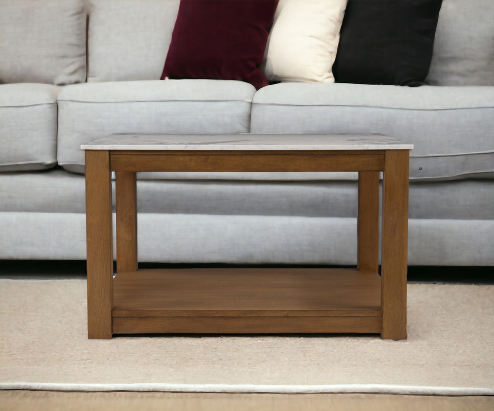 Homeroots 30" Natural And Natural Brown Solid Manufactured Wood Square Coffee Table   402169