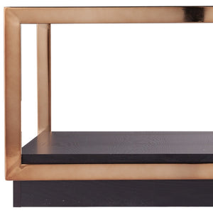 Homeroots 33" Champagne Glass And Solid Manufactured Wood Square Coffee Table   402170