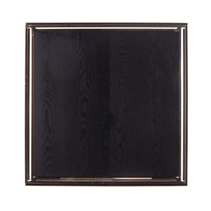 Homeroots 33" Champagne Glass And Solid Manufactured Wood Square Coffee Table   402170