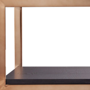 Homeroots 33" Champagne Glass And Solid Manufactured Wood Square Coffee Table   402170