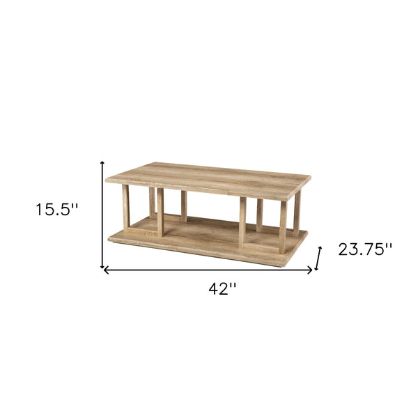 Homeroots 42" Natural Wood Coffee Table   402171