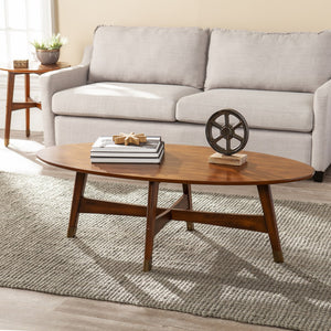 Homeroots 52" Brown Solid Wood With Iron Coffee Table   402179