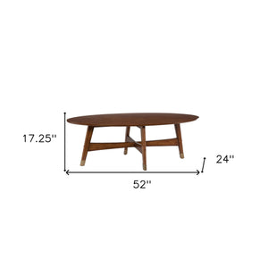 Homeroots 52" Brown Solid Wood With Iron Coffee Table   402179