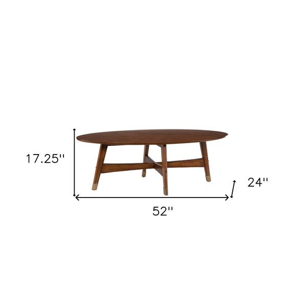 Homeroots 52" Brown Solid Wood With Iron Coffee Table   402179