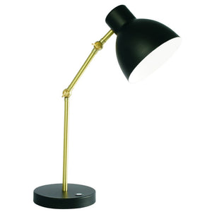HomeRoots Matte Black and Gold LED Desk Lamp - Adjustable, Eye-Friendly Lighting with USB Charging Port & 3 Modes 402190
