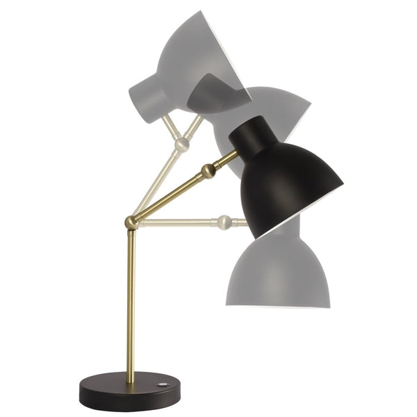 HomeRoots Matte Black and Gold LED Desk Lamp - Adjustable, Eye-Friendly Lighting with USB Charging Port & 3 Modes 402190