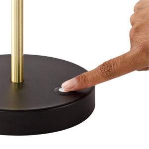 HomeRoots Matte Black and Gold LED Desk Lamp - Adjustable, Eye-Friendly Lighting with USB Charging Port & 3 Modes 402190