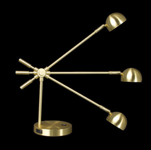 HomeRoots Shiny Satin Brass LED Desk Lamp with Adjustable Brightness, USB Charging & Elegant Design for Workspaces 402191