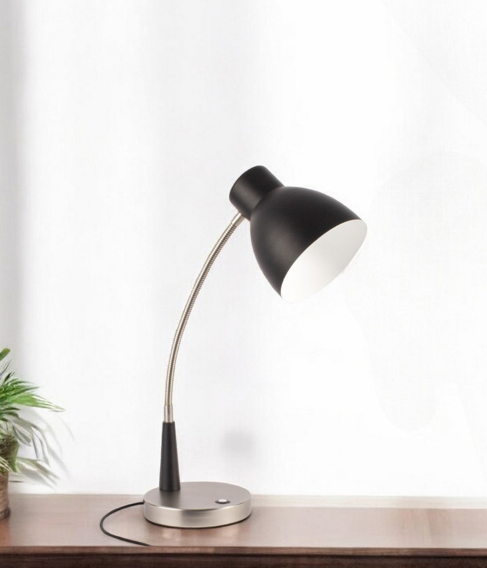 HomeRoots Black LED Adjustable Desk Lamp with Stylish Matte Finish, USB Charging & Touch Controls for Home Office 402193
