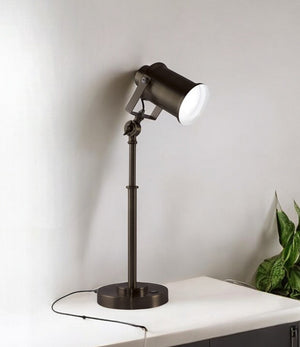 HomeRoots Vintage Industrial Bronze LED Desk Lamp - Adjustable, Touch Control, USB Charging & Eye-Caring Light 402194