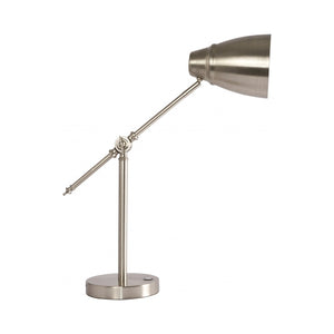 HomeRoots Brushed Silver LED Desk Lamp - Adjustable, Energy-Efficient Lighting with USB Charger & Touch Control 402195