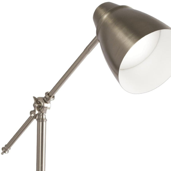HomeRoots Brushed Silver LED Desk Lamp - Adjustable, Energy-Efficient Lighting with USB Charger & Touch Control 402195