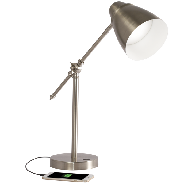 Homeroots Brushed Silver Led Adjustable Desk Lamp   402195
