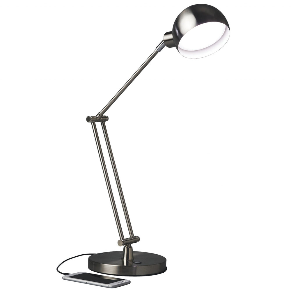 Homeroots Brushed Nickel Led Adjustable Desk Lamp   402196