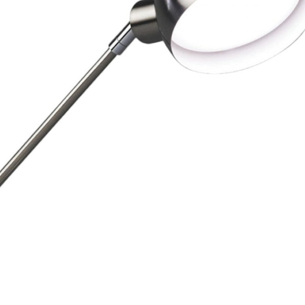 HomeRoots 18" Adjustable Swing Arm LED Desk Lamp in Brushed Nickel with USB Charging & Customizable Lighting 402196