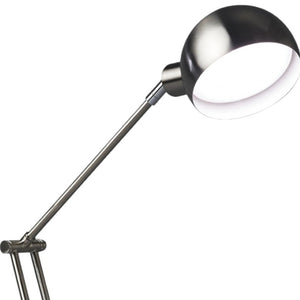HomeRoots 18" Adjustable Swing Arm LED Desk Lamp in Brushed Nickel with USB Charging & Customizable Lighting 402196