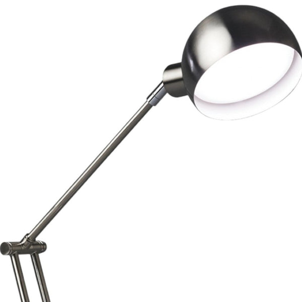 HomeRoots 18" Adjustable Swing Arm LED Desk Lamp in Brushed Nickel with USB Charging & Customizable Lighting 402196