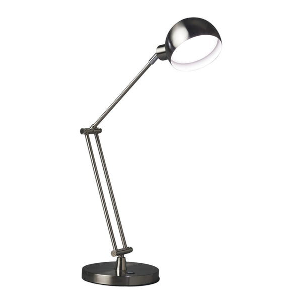 HomeRoots 18" Adjustable Swing Arm LED Desk Lamp in Brushed Nickel with USB Charging & Customizable Lighting 402196