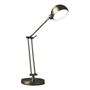 HomeRoots 18" Antiqued Bronze Adjustable Swing Arm Desk Lamp with USB Port & LED for Modern Workspaces 402197
