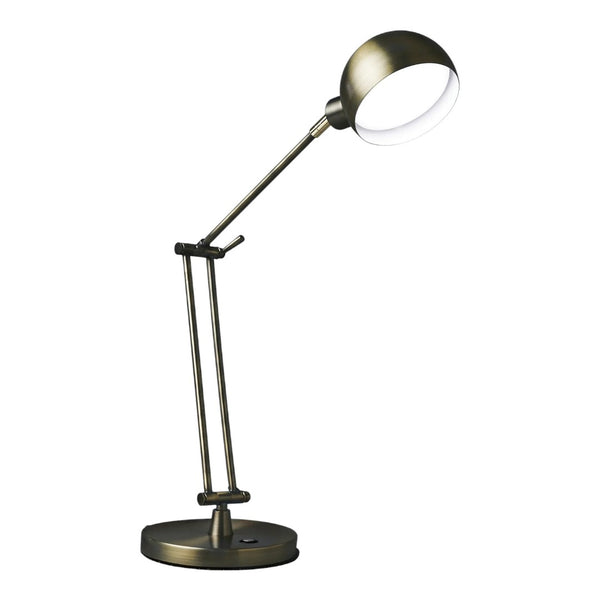 HomeRoots 18" Antiqued Bronze Adjustable Swing Arm Desk Lamp with USB Port & LED for Modern Workspaces 402197