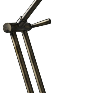 HomeRoots 18" Antiqued Bronze Adjustable Swing Arm Desk Lamp with USB Port & LED for Modern Workspaces 402197