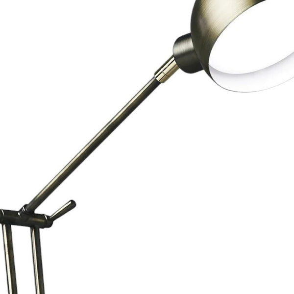 HomeRoots 18" Antiqued Bronze Adjustable Swing Arm Desk Lamp with USB Port & LED for Modern Workspaces 402197
