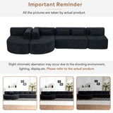 English Elm 143.7" Upholstered Sofa Free-Combined Sofa Couch With Two Chaise Lounge and Five Back Pillows For Living Room, Black