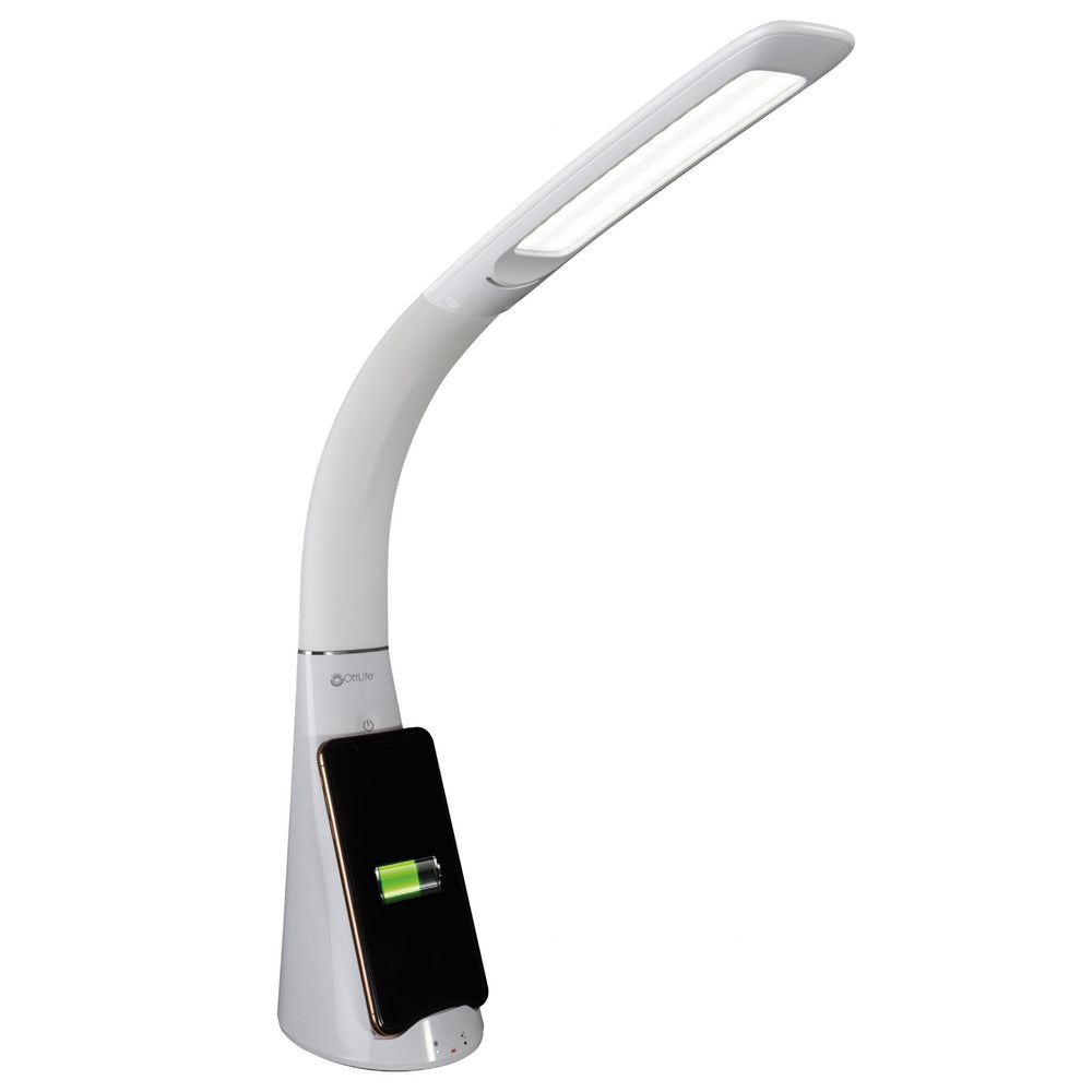 Homeroots Contemporary White Sanitizing And Charging Led Desk Lamp   402200