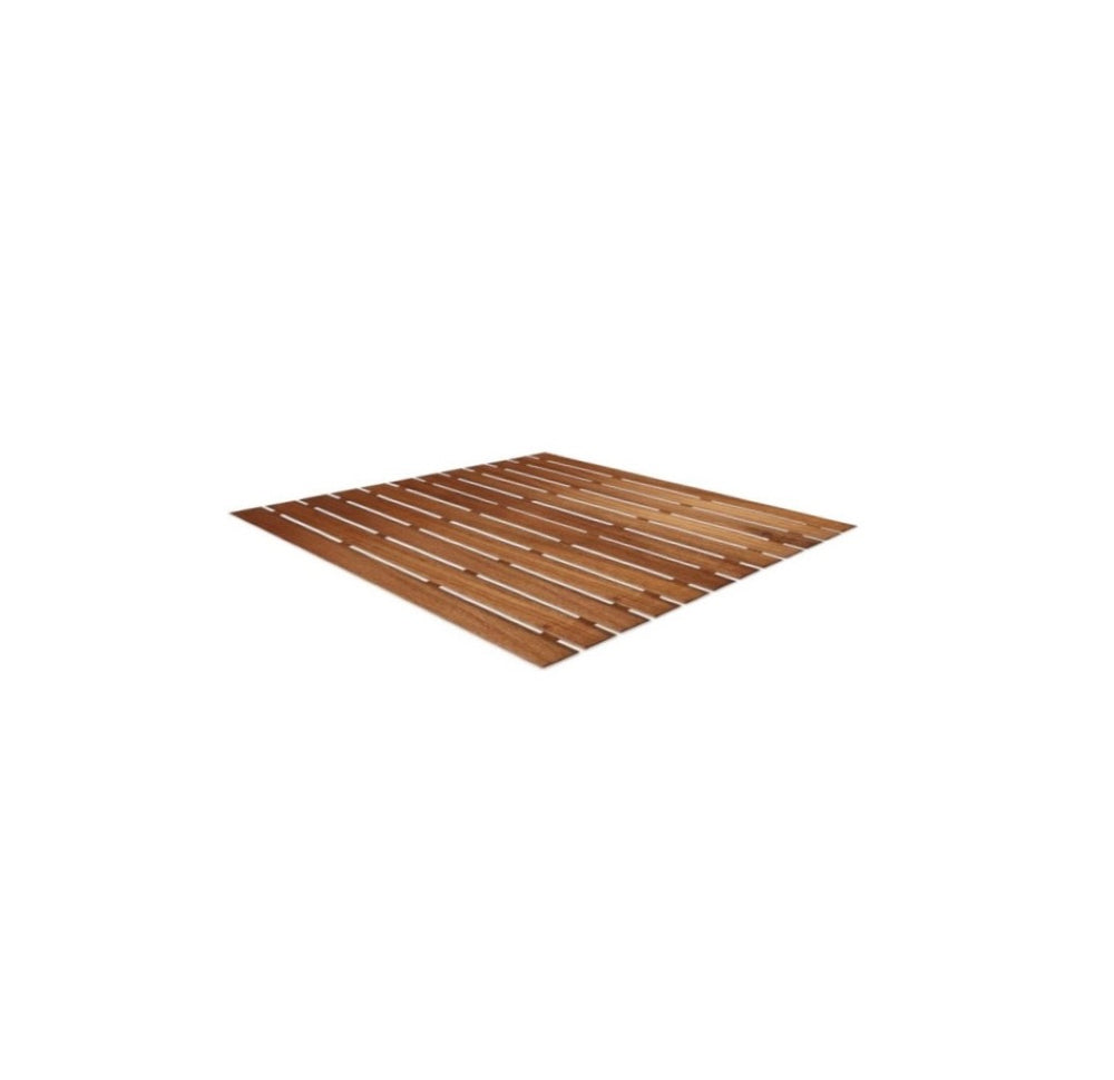 HomeRoots 25" Premium Teak Shower Bath Mat - Luxurious, Non-Slip, Mold-Resistant for Indoor & Outdoor Use! 402205