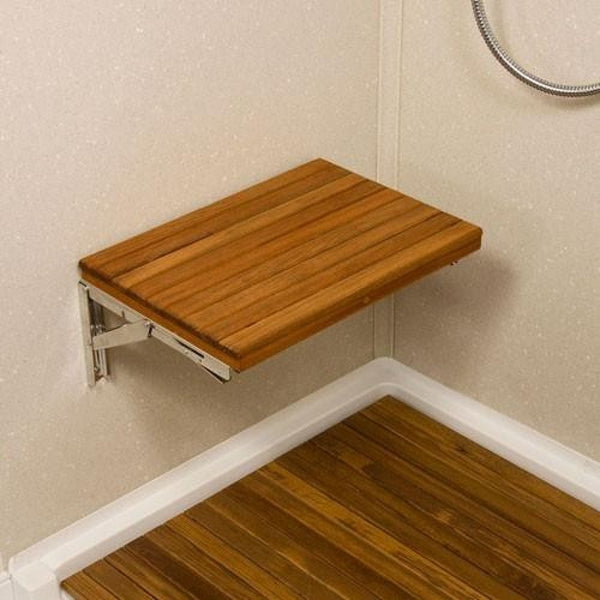 Homeroots 17" Premium Wall Mount Teak Shower Bench  Teak 402207