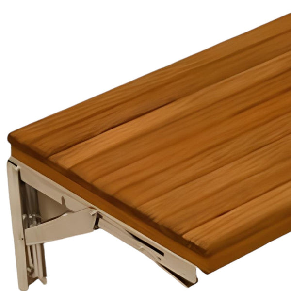 Homeroots 17" Premium Wall Mount Teak Shower Bench  Teak 402207
