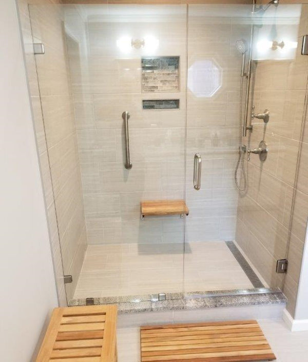 Homeroots 17" Premium Wall Mount Teak Shower Bench  Teak 402207