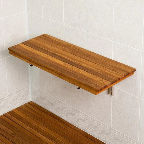 Homeroots 30" Premium Wall Mount Teak Shower Bench  Teak 402209