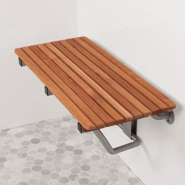 Homeroots 28" Premium Wall Mount Teak Shower Bench  Teak 402210