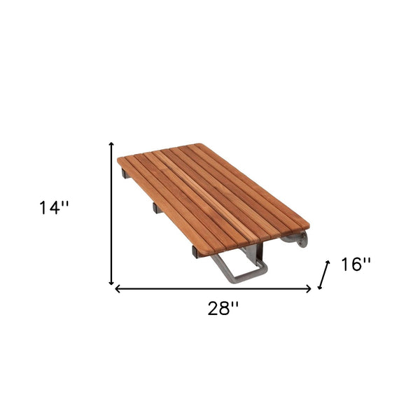 Homeroots 28" Premium Wall Mount Teak Shower Bench  Teak 402210