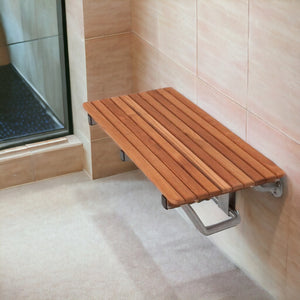 Homeroots 28" Premium Wall Mount Teak Shower Bench  Teak 402210