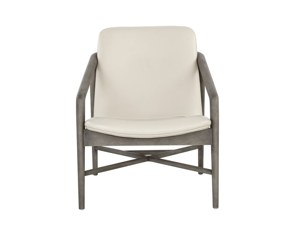 Sunpan CINELLI Lounge Chair - Mid-Century Inspired Design with Solid Oak Frame for Cozy Comfort and Style Cream 110537