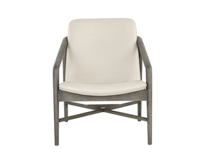 Sunpan CINELLI Lounge Chair - Mid-Century Inspired Design with Solid Oak Frame for Cozy Comfort and Style Cream 110537