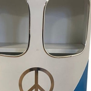 Homeroots Modern Blue Metal And Wood Hippy Van Side Table   402223