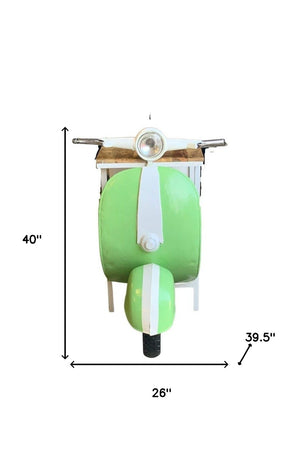 HomeRoots 26" Vintage-Inspired Green & White Scooter Cabinet with 2 Shelves for Unique Storage & Display 402228