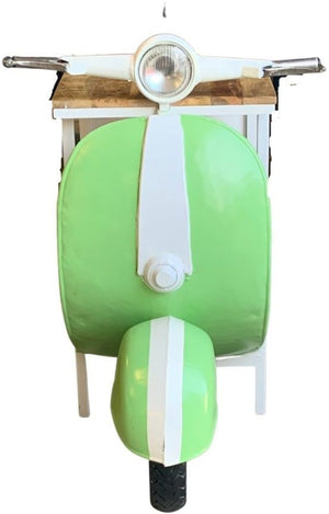 HomeRoots 26" Vintage-Inspired Green & White Scooter Cabinet with 2 Shelves for Unique Storage & Display 402228