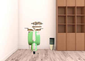 HomeRoots 26" Vintage-Inspired Green & White Scooter Cabinet with 2 Shelves for Unique Storage & Display 402228