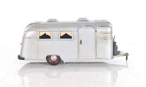 Homeroots 6" Silver Metal Hand Painted Silver Camping Trailer Model Car  Metal 402235