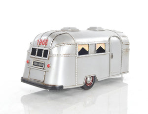 Homeroots 6" Silver Metal Hand Painted Silver Camping Trailer Model Car  Metal 402235